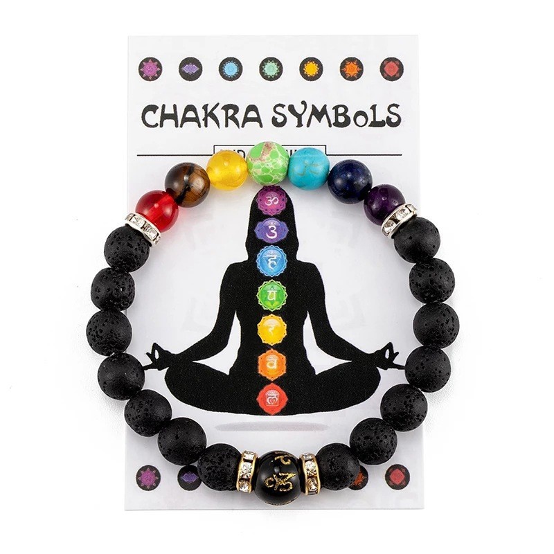 Seven Chakra Anxiety Relief Bracelet — Lava Rock Diffuser 1
