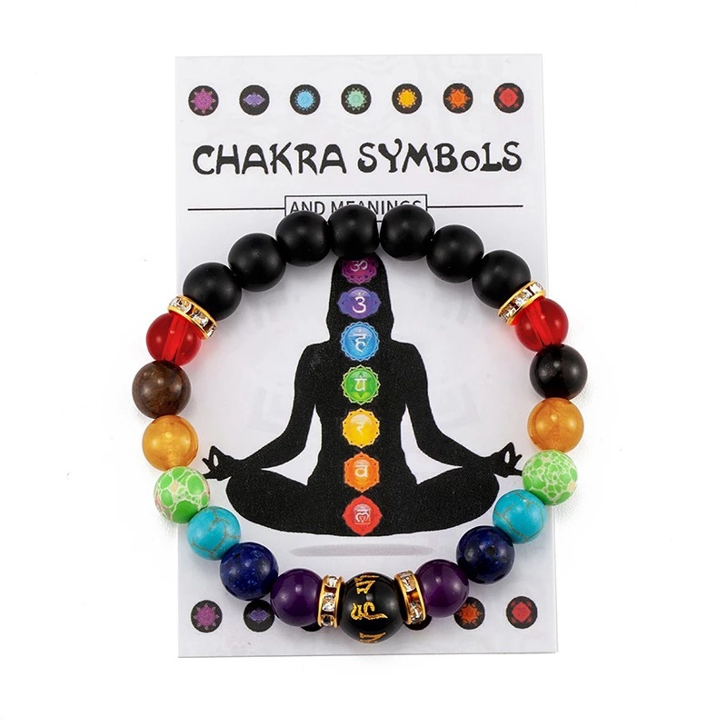 Seven Chakra Anxiety Relief Bracelet — Matte Onyx Base