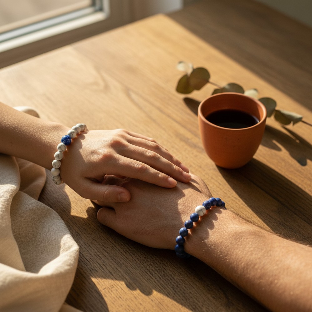 Couple Bracelet Set — Howlite & Sodalite (Distance Pair) 2