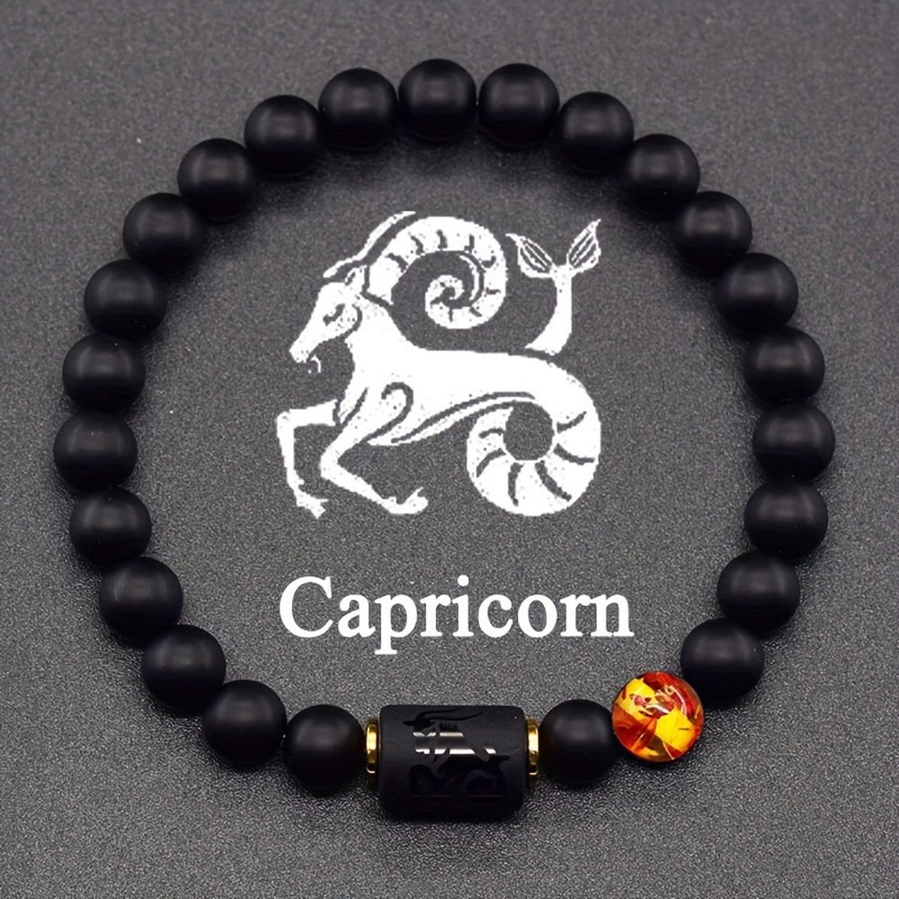 Matte Black Onyx Capricorn Bracelet