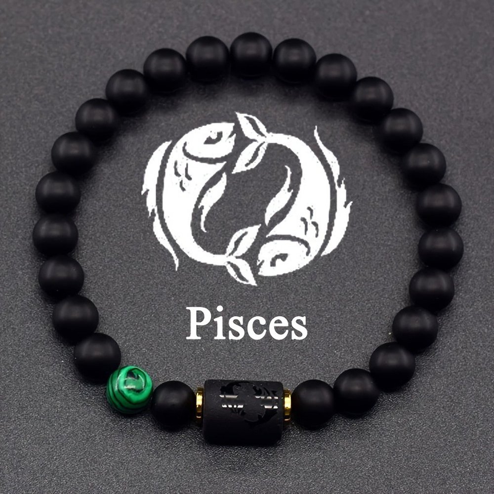 Matte Black Onyx Pisces Bracelet