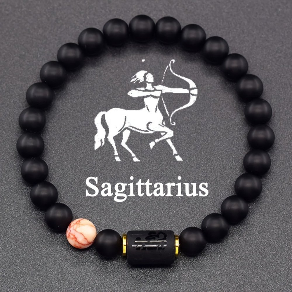 Matte Black Onyx Sagittarius Bracelet